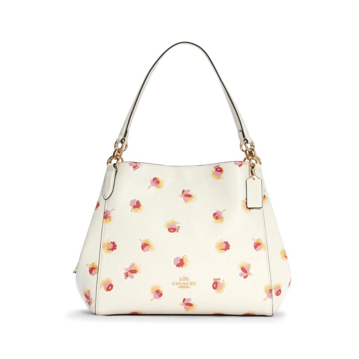 Coach Hallie Leather Shoulder Bag with Pop Floral Print Chalk Multi C5804