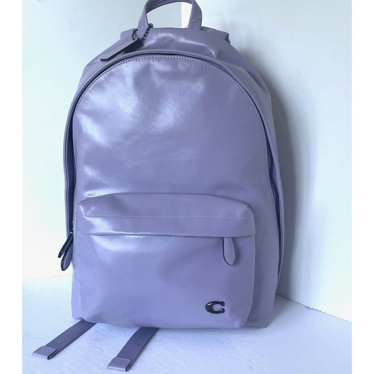 Coach Hall Backpack Large Purple Lightweight Soft Leather Laptop CR757 Pockets