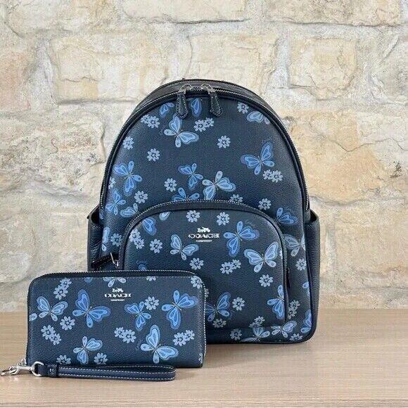 Coach Butterfly Court Medium Midnight Navy Backpack/wallet Option