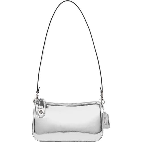 Coach V1309 Women`s Silver Patent Leather Penn Shoulder Bag