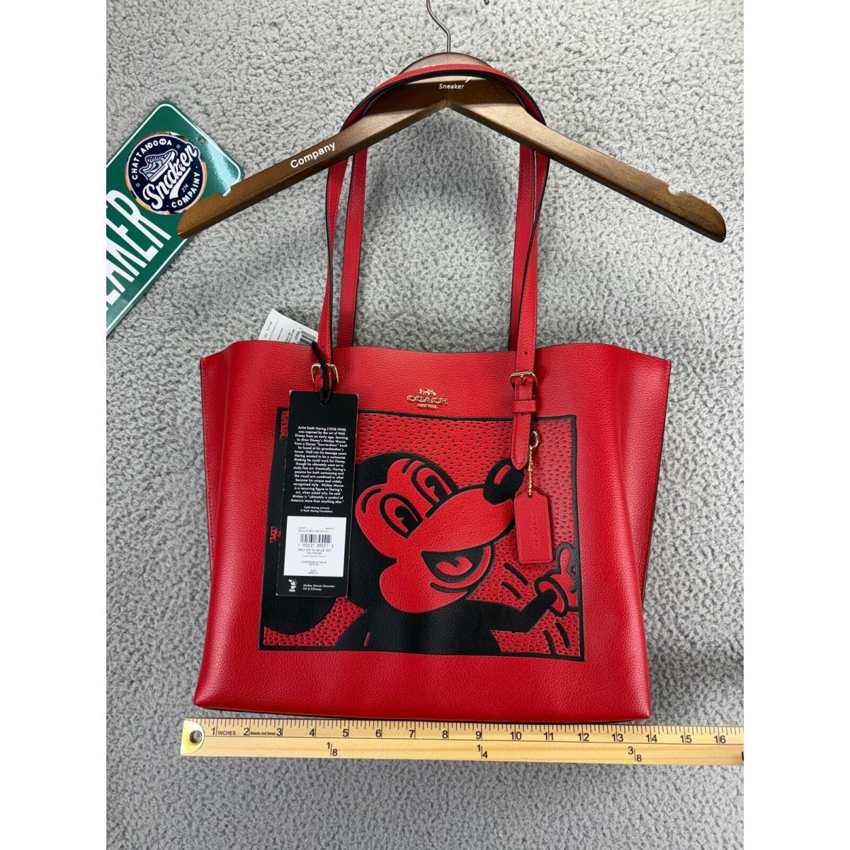 Coach Bag x Disney Mickey Mouse X Keith Haring Mollie Tote Red Leather Bag