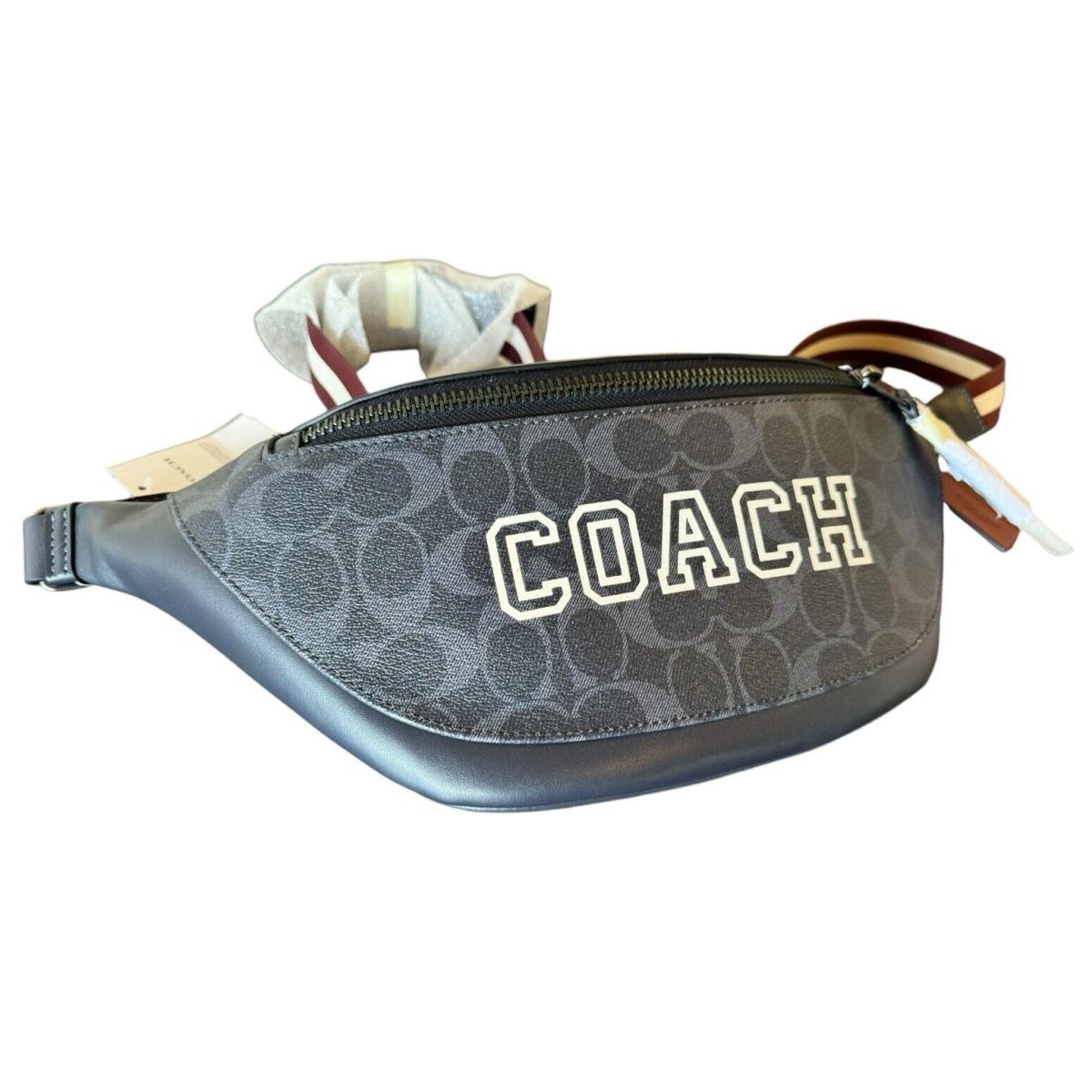 w Tags Coach CB912 Warren Belt Bag In Signature Canvas In Qb/denim/chalk