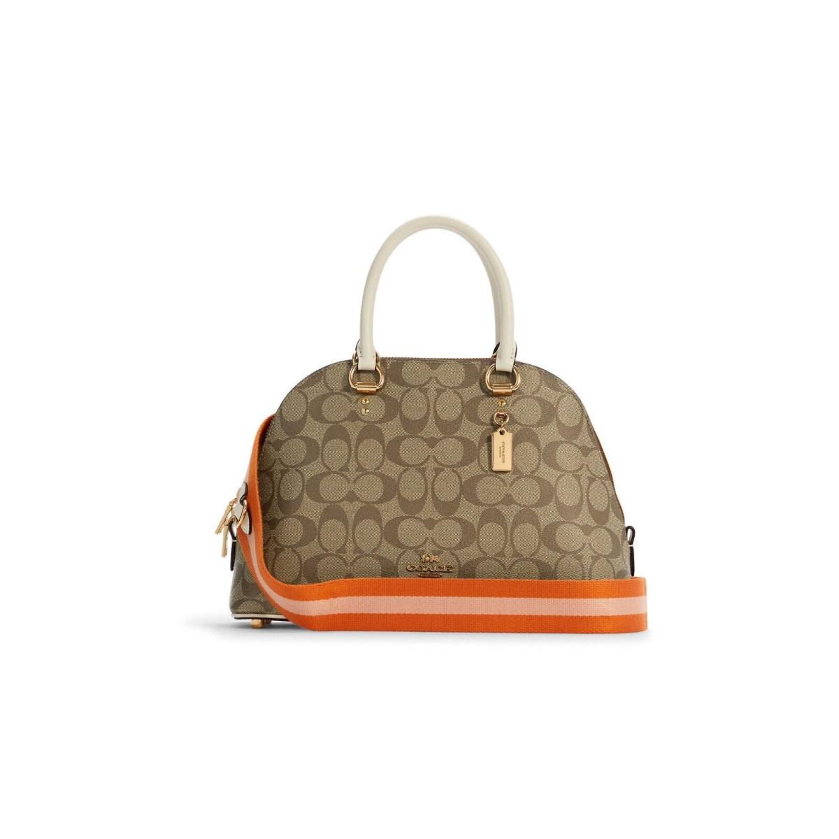 Coach Katy Satchel In Signature Canvas Khaki Multi C8499