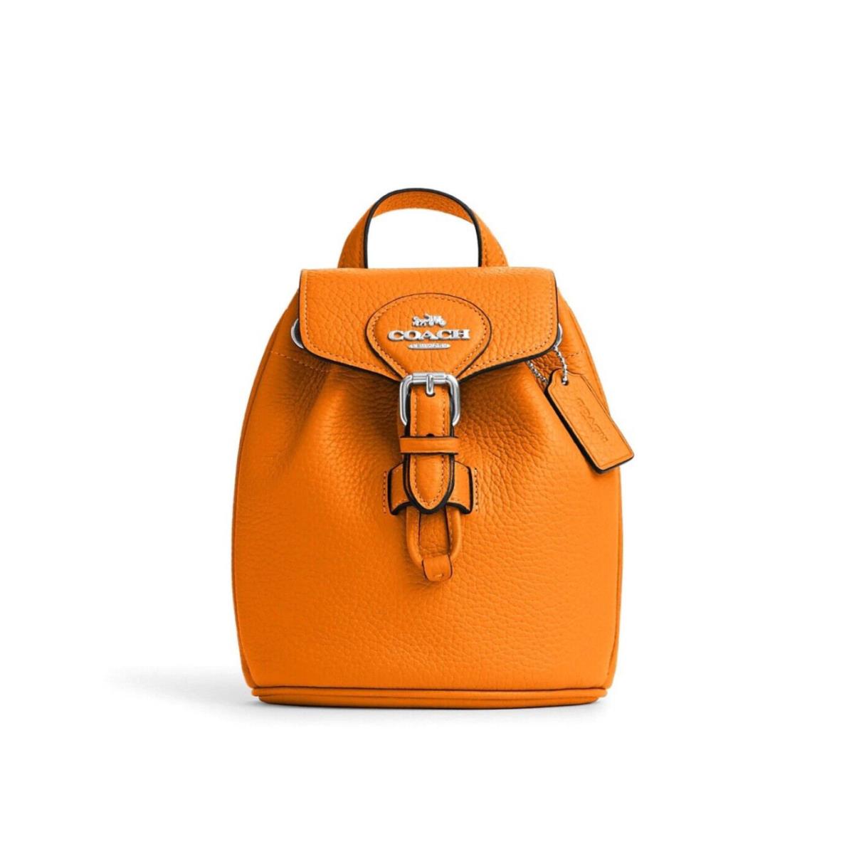 Coach Amelia Convertible Leather Mini Backpack Crossbody Bright Mandarin CL408