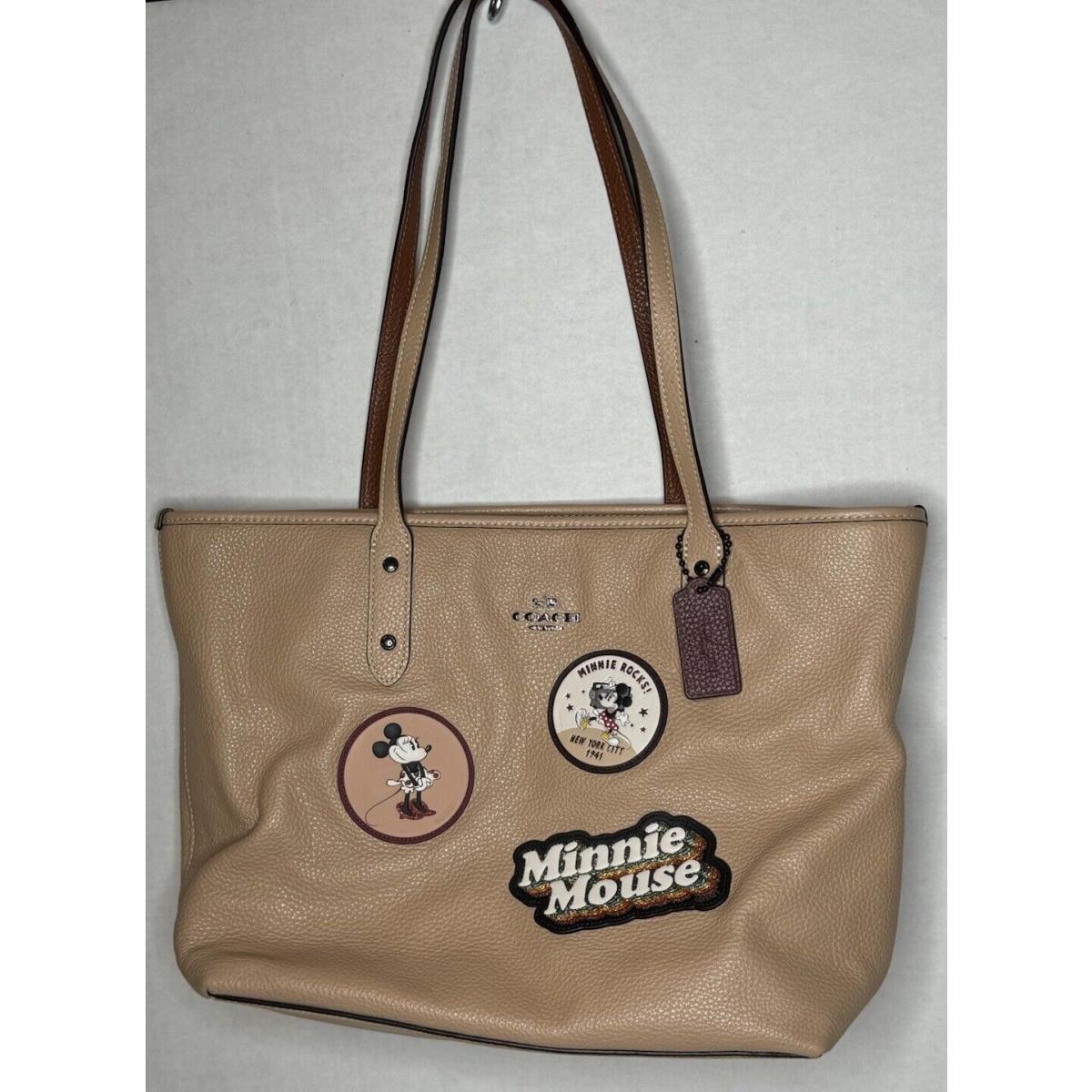 Coach Women`s Disney X Minnie Mouse with Patches City Zip Tote Beechwood