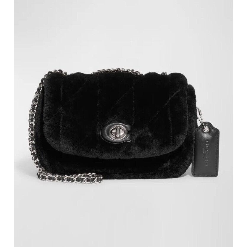 Coach Madison Shearling Pillow Shoulder Bag 18 Black