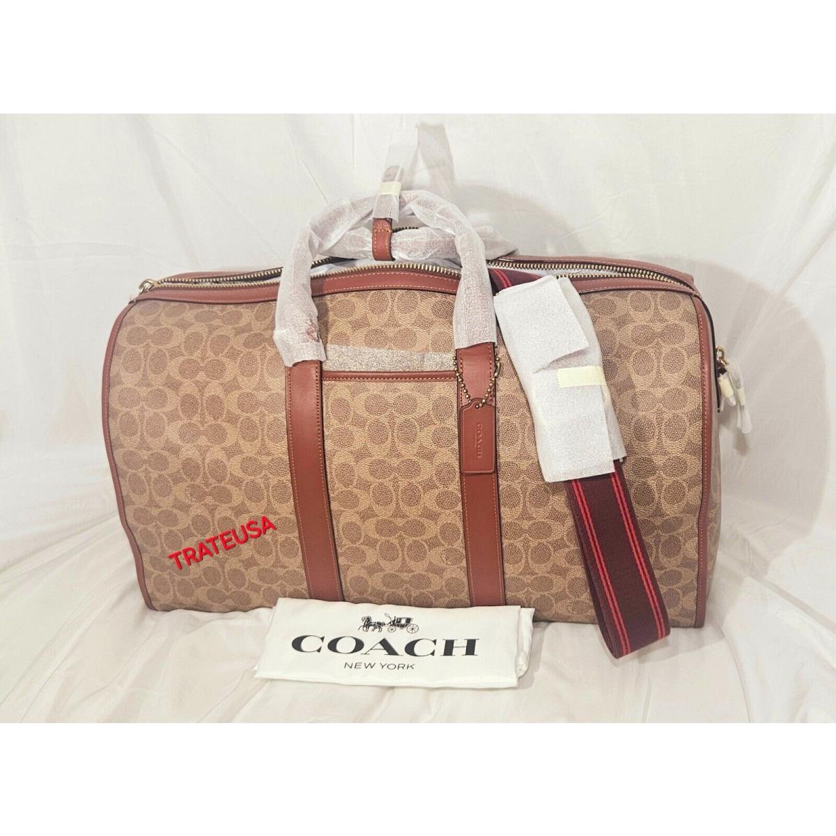 Coach Gotham Duffle Bag Signature Canvas C8412 Tan Rust Packed Unisex