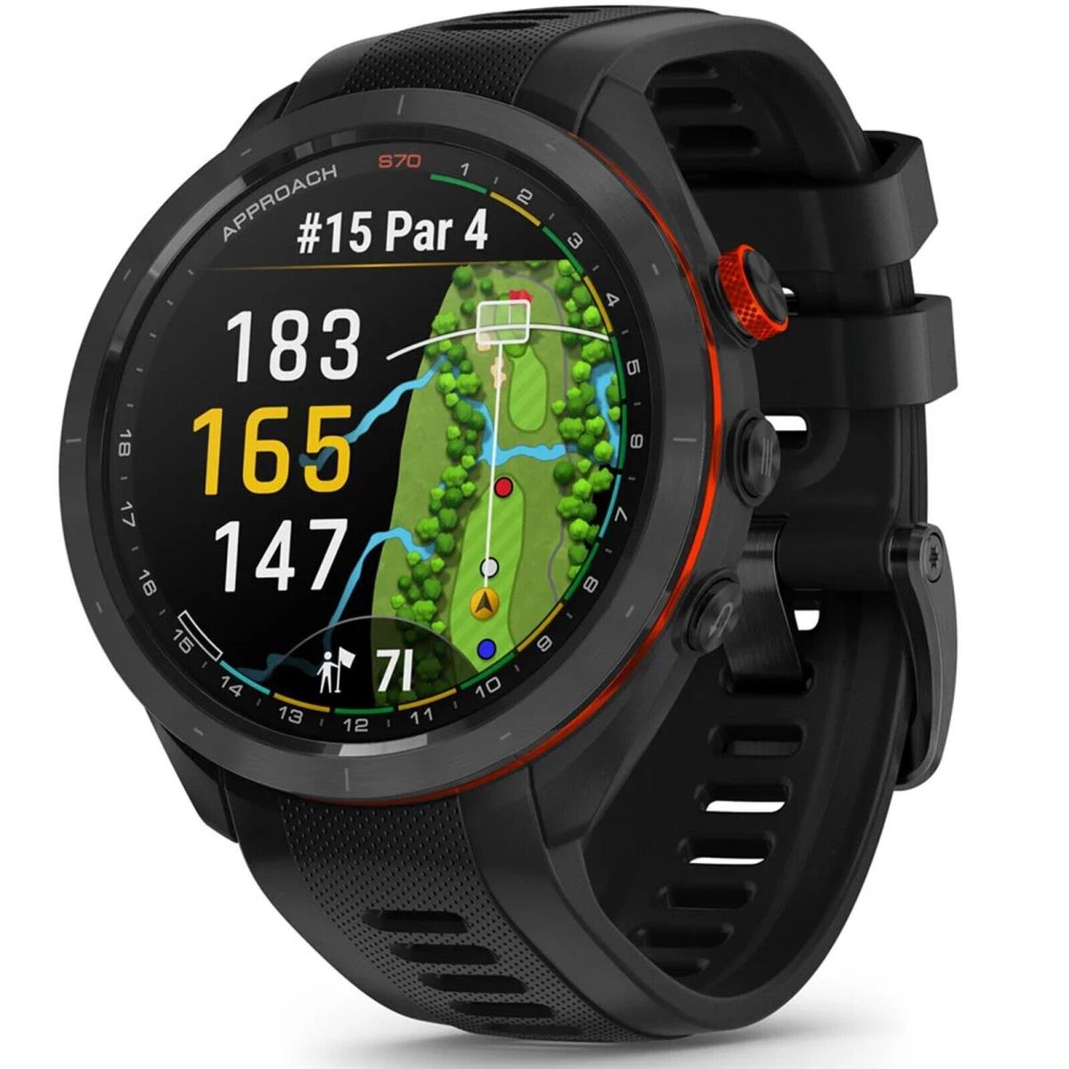 Garmin010-02746-02 Approach S70 47mm Smartwatch Gps Golf Black Silicone Watch