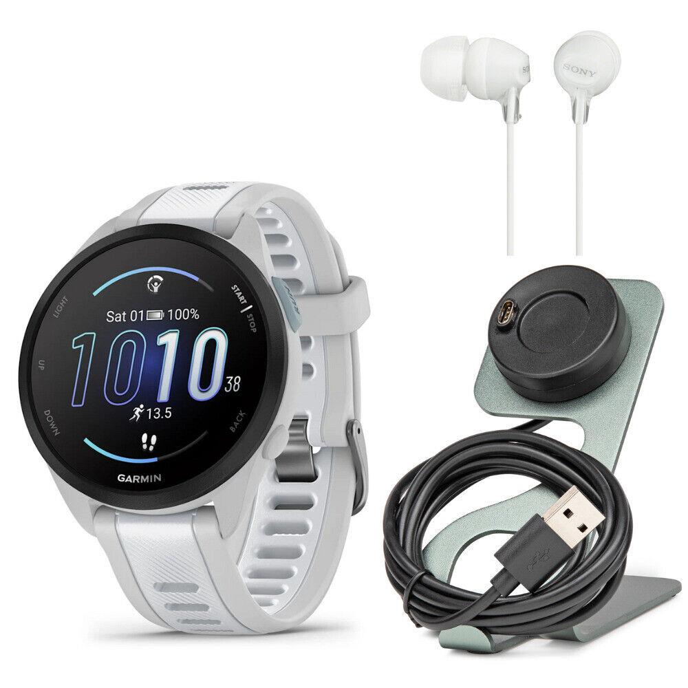 Garmin Forerunner 165 Music Gps Smartwatch Mist Gray/whitestone Bundle