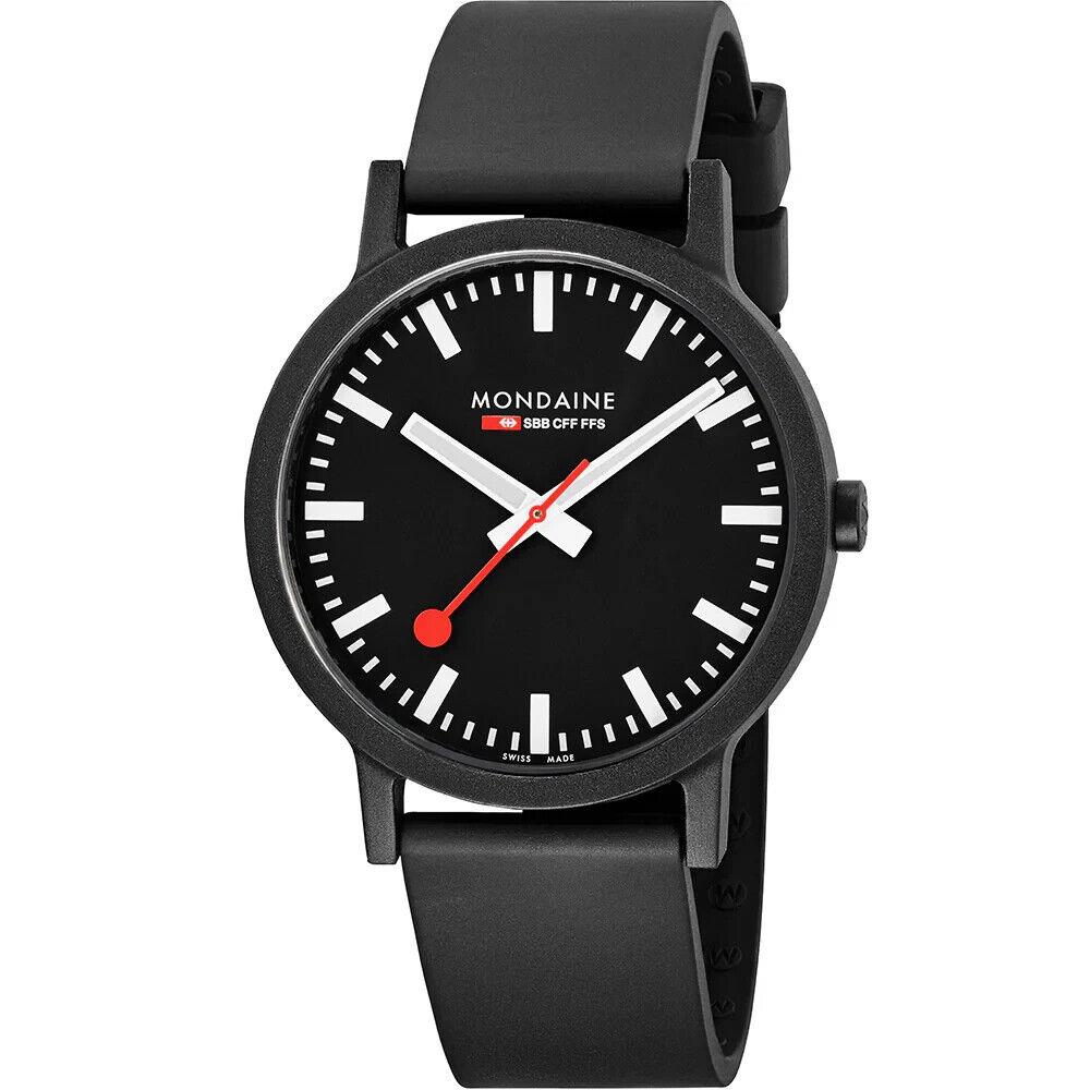 Mondaine MS141120RB Men`s Quartz Watch Analog 41mm Case Black Rubber Strap