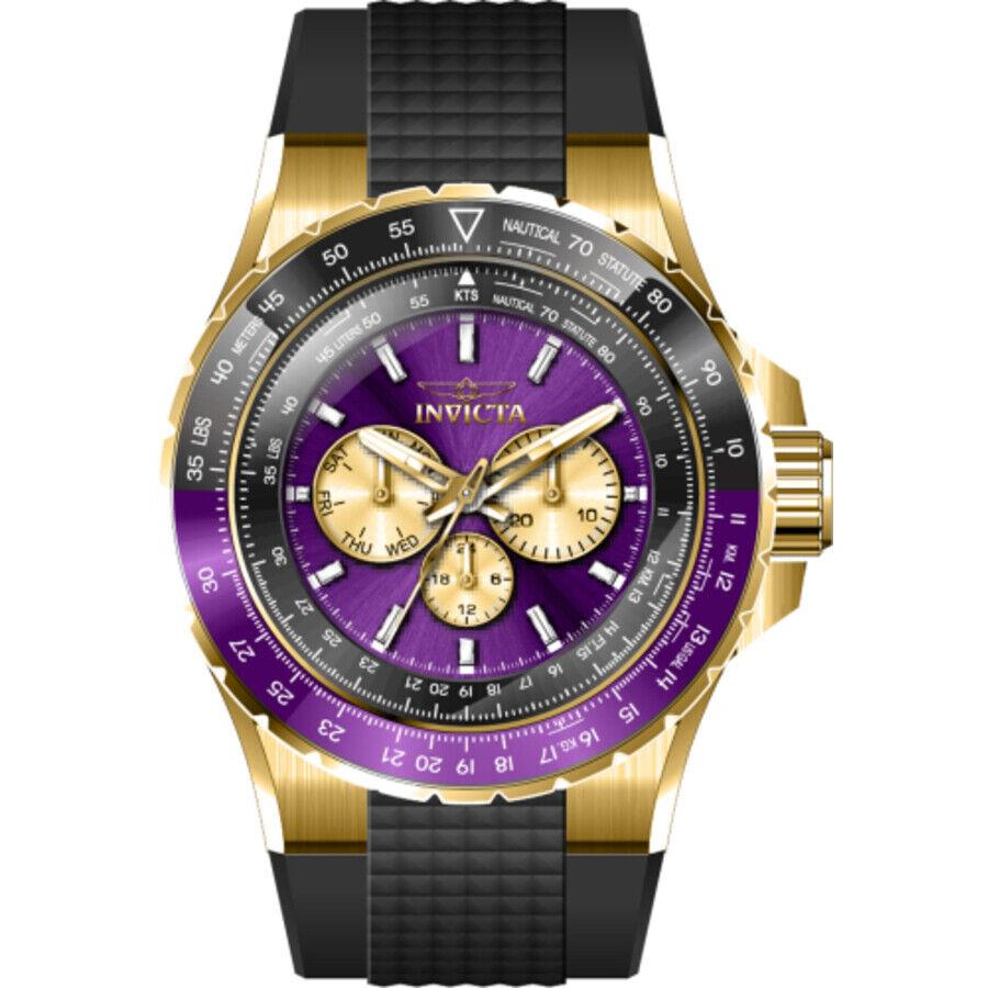 Invicta Aviator Date Day Quartz Purple Dial Men`s Watch 44613