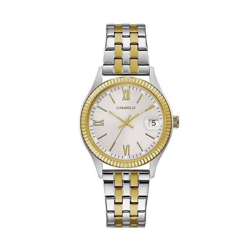 Caravelle By Bulova Women`s Quartz Date Indicator 32mm 45M112 Two Tone Watch