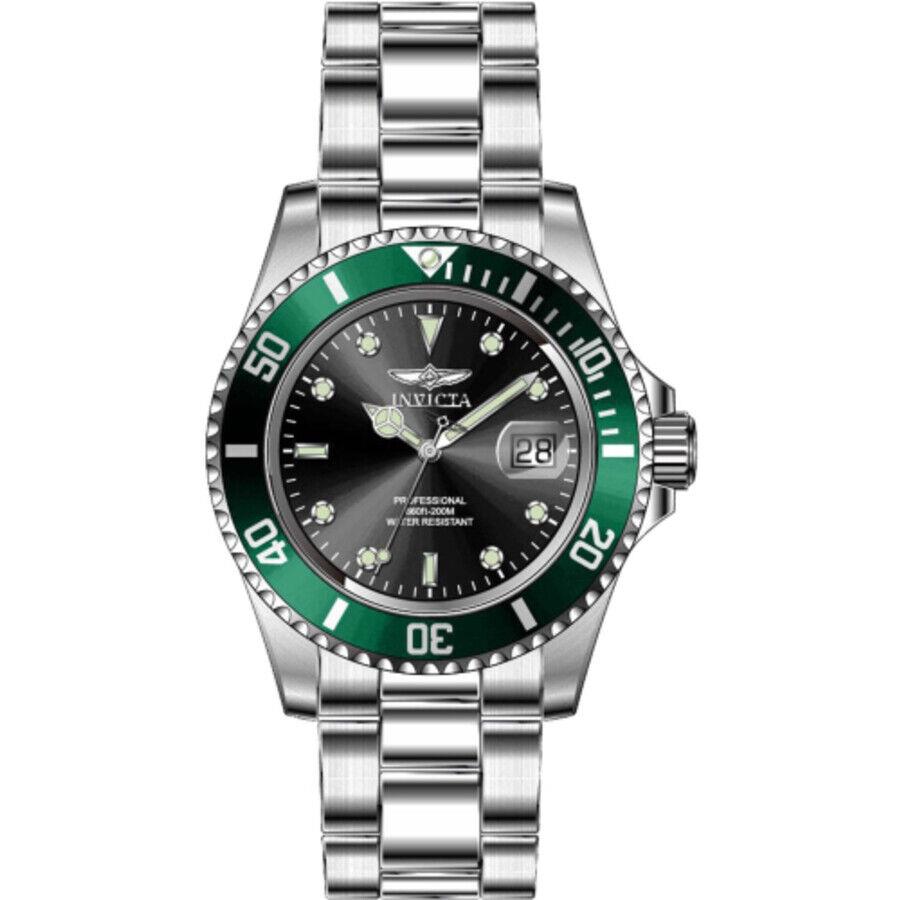 Invicta Pro Diver Date Quartz Black Dial Green Bezel Men`s Watch 47353