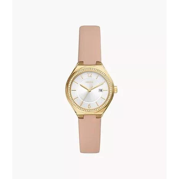 Fossil Eevie Three-hand Date Watch with Pink Leather Strap Stylish Women`s Timepiece