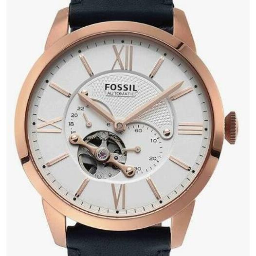 Fossil - Men`s Townsmen Automatic Skeleton Dial Watch Rose Gold/navy