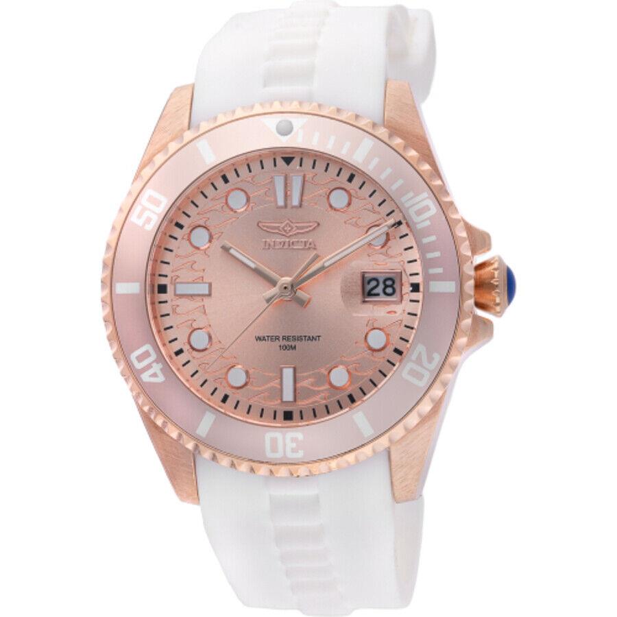 Invicta Pro Diver Date Quartz Rose Gold Dial Ladies Watch 46693