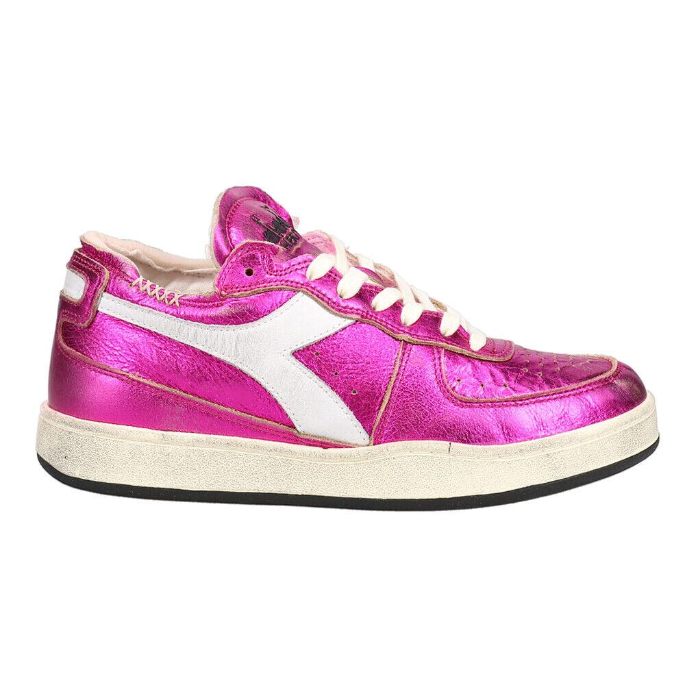 Diadora Mi Basket Row Cut Metallic Lace Up Mi Basket Row Cut Metallic Lace Up Womens Pink Sneakers Casual Sho