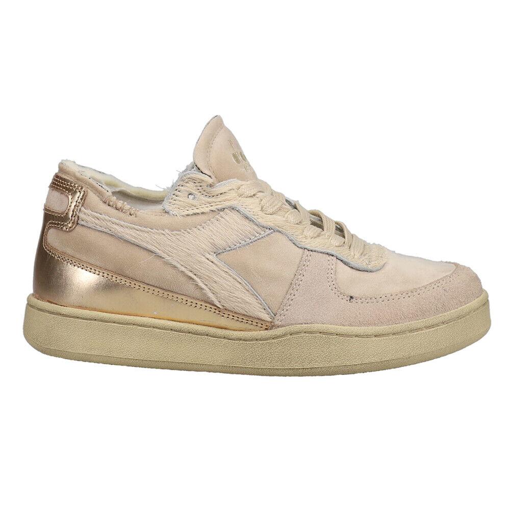 Diadora Mi Basket Row Cut Circus Dirty Metallic Lace Up Womens Beige Sneakers C