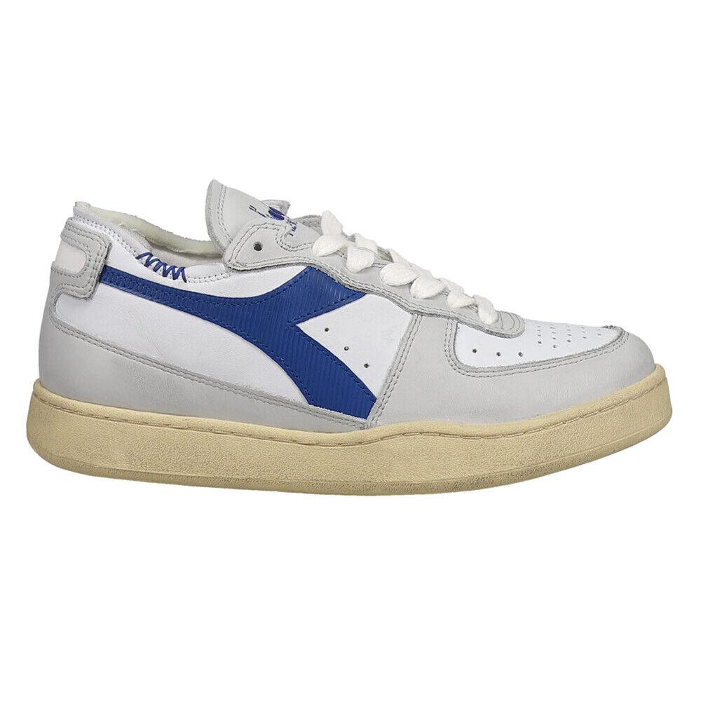 Diadora Mi Basket Row Cut Lace Up Mens Blue White Sneakers Casual Shoes 176282