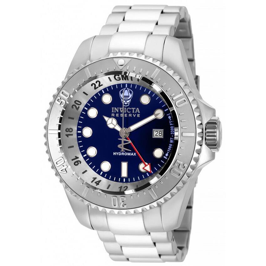 Invicta Men`s 16959 Reserve Hydromax SS Blue Dial Swiss Quartz Watch - Dial: Blue, Band: Silver, Bezel: Silver