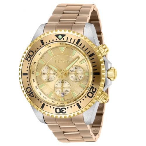 Invicta Pro Diver Men`s 47mm Gold Two-tone Gold Chronograph Watch 27476 Rare