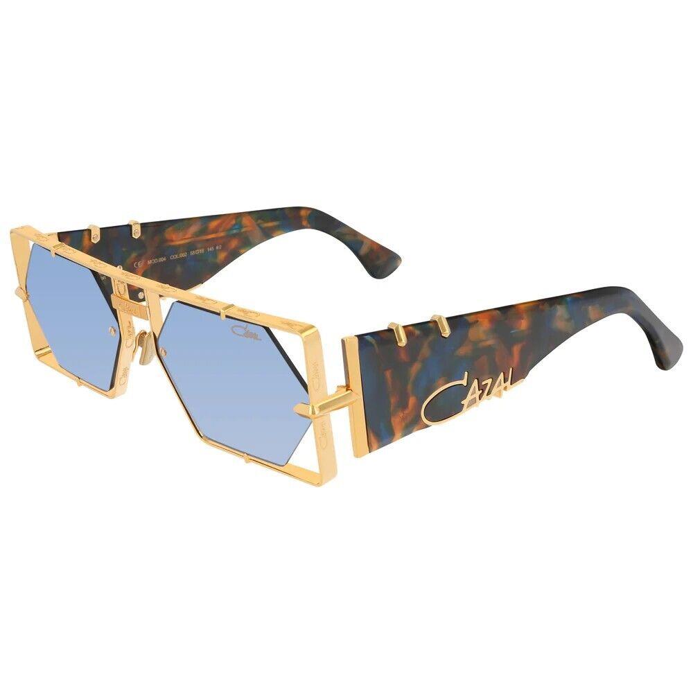 Cazal Limited Edition 004 Tortiose/gold Gradient Blue Lens Geometric Sunglasses