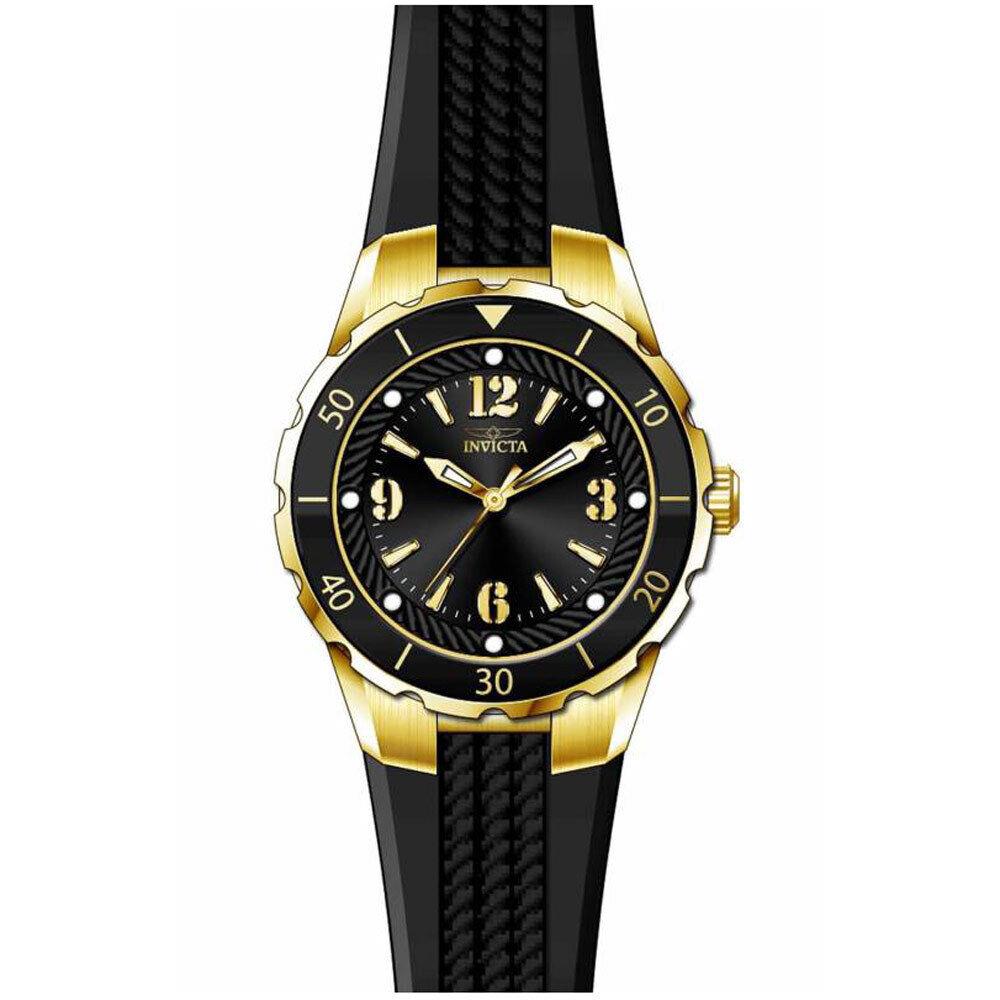 Invicta 17486 Women`s Angel Black Dial Black Strap Watch - Dial: Black, Band: Black