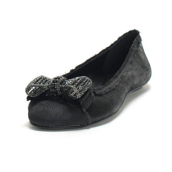 Juicy Couture Stacy Black Sparkle Suede Flats Bow Jeweled Shoes 9.5