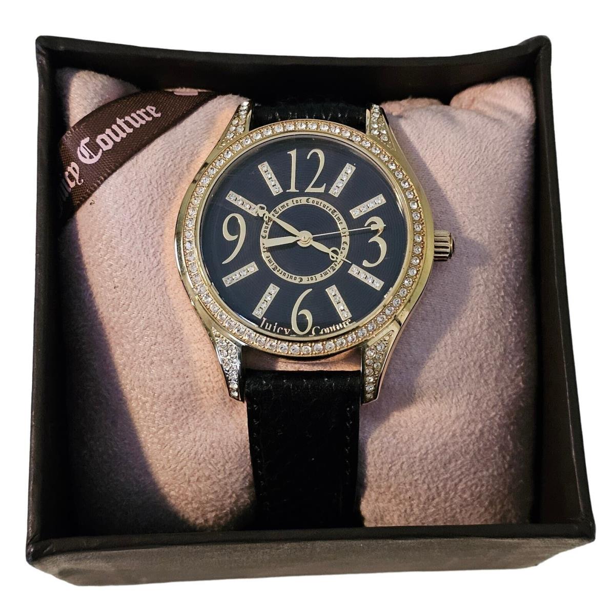 Juicy Couture Black and Gold Rhinestone Watch