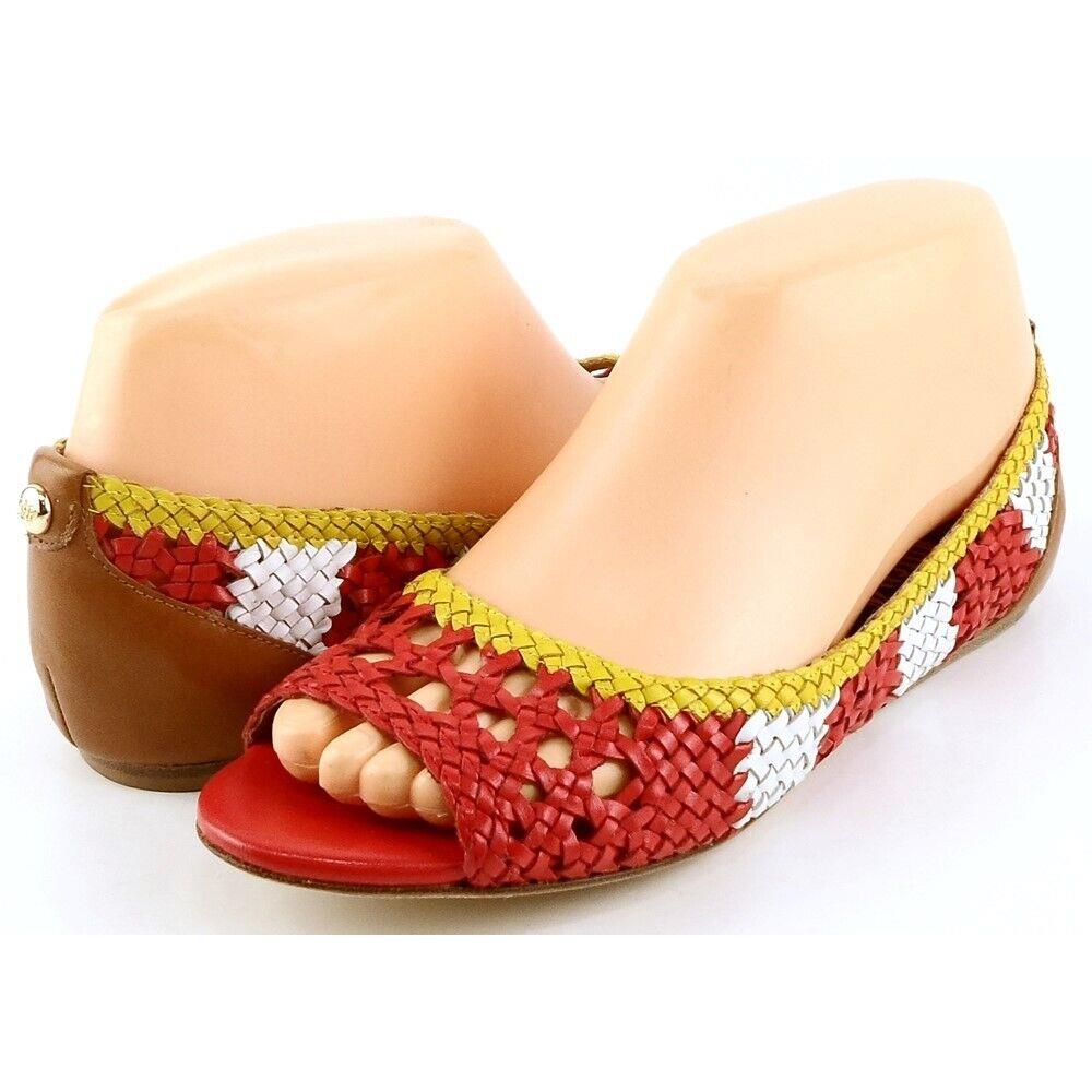 Juicy Couture Prima Red Yellow White Leather Designer Comfort Flats 7