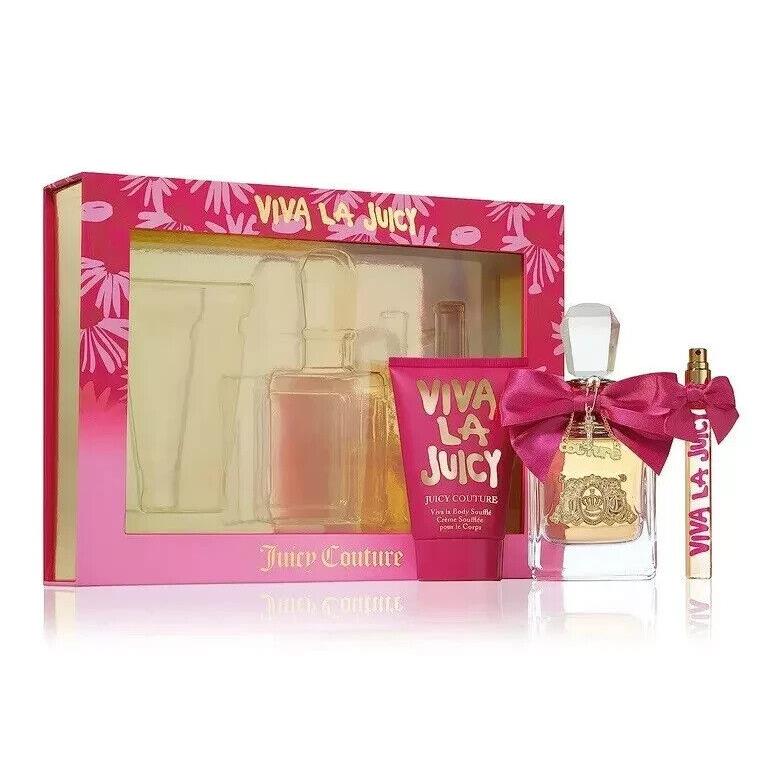 Juicy Couture Viva La Juicy Women 4Pcs Set 3.4 oz 0.34 oz Edp Spray 4.2 oz BS