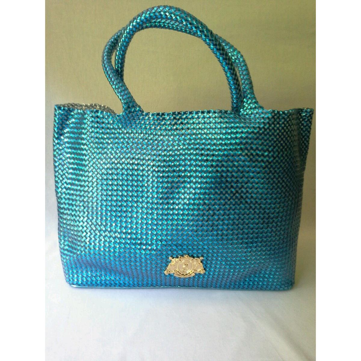 Juicy Couture Tote Beach Bag Shopper Woven Pvc X Larger Blue Multi Purpose