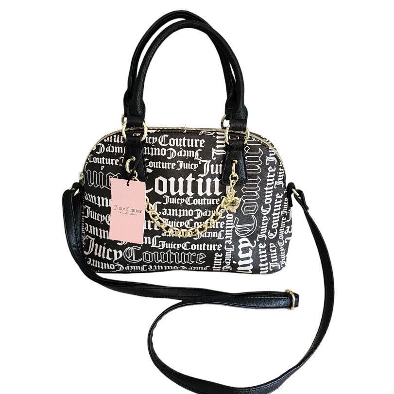 Juicy Couture Logo Satchel Dome Black White Crossbody Y2k