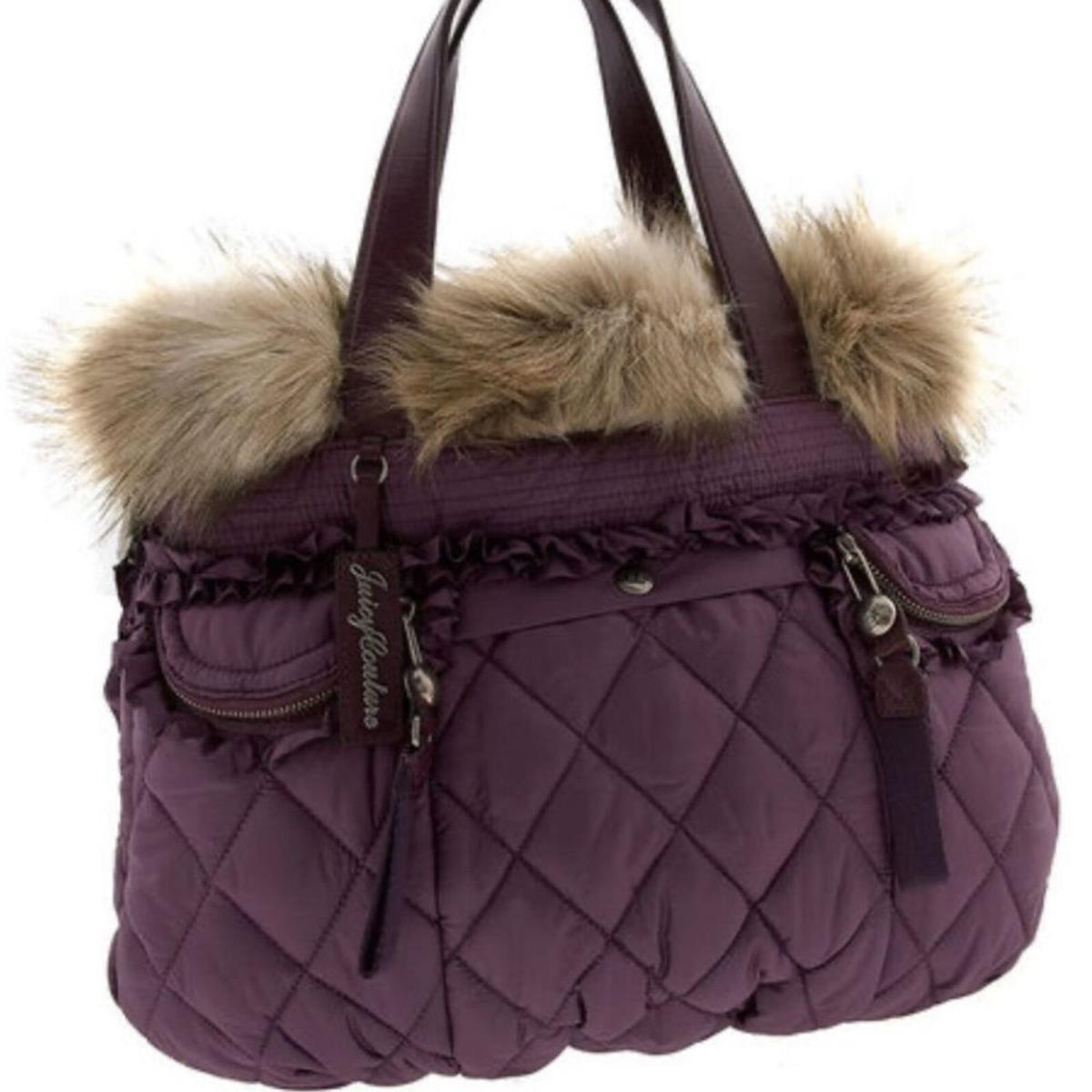 Vintage Y2K Juicy Couture Royally Juicy Quilted Tote Glouster Purple Fur