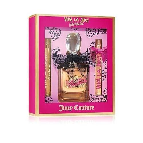 Juicy Couture Viva La Juicy Gold Couture Edp 3 pc Gift Set 3.4 oz + .33oz