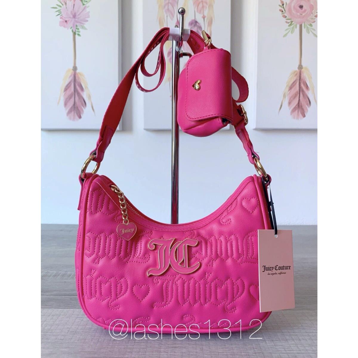 Juicy Couture Bag Pink League Crossbody Hobo - Hot Pink