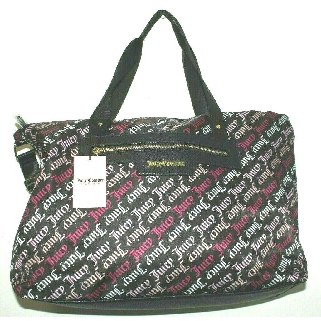 Juicy Couture Goth Logo Pink Black Quilty Pleasure Weekender Travel Bag Women