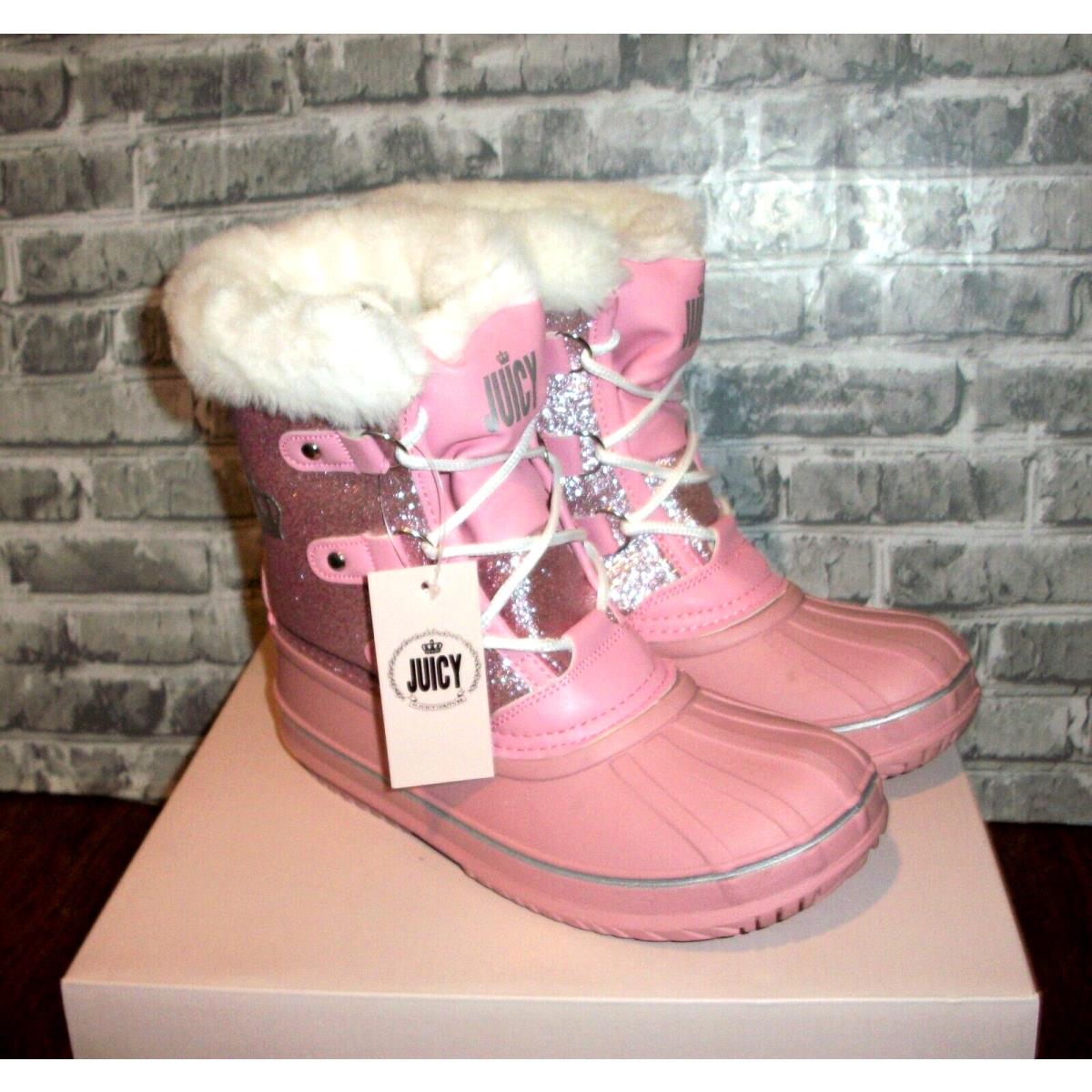 Juicy Couture Pink Glitter Girl`s sz 3 Escalon Snow Boots Waterproof