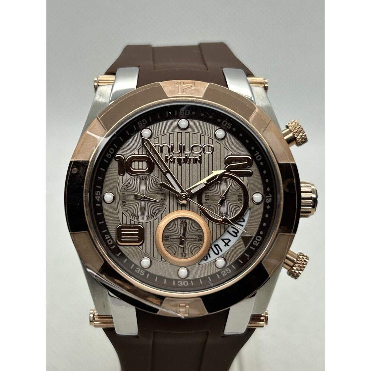 Mulco Kripton Lady MW5-5249-033 Chronograph R.gold Brown Strap Swiss Watch 42mm