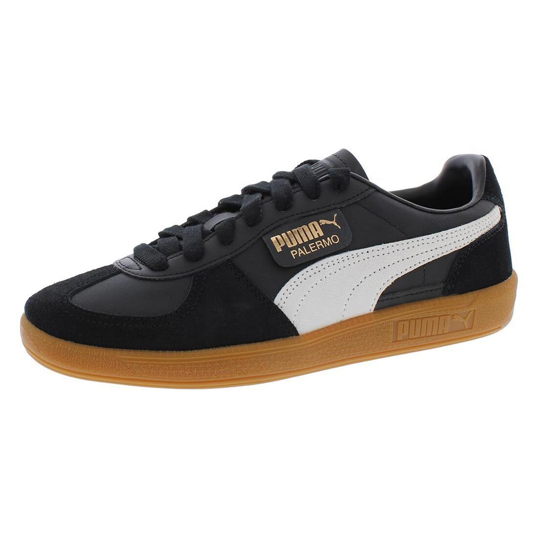 Women`s Shoes Puma Palermo Leather Casual Lace Up Sneakers 397647-03 Black - Black