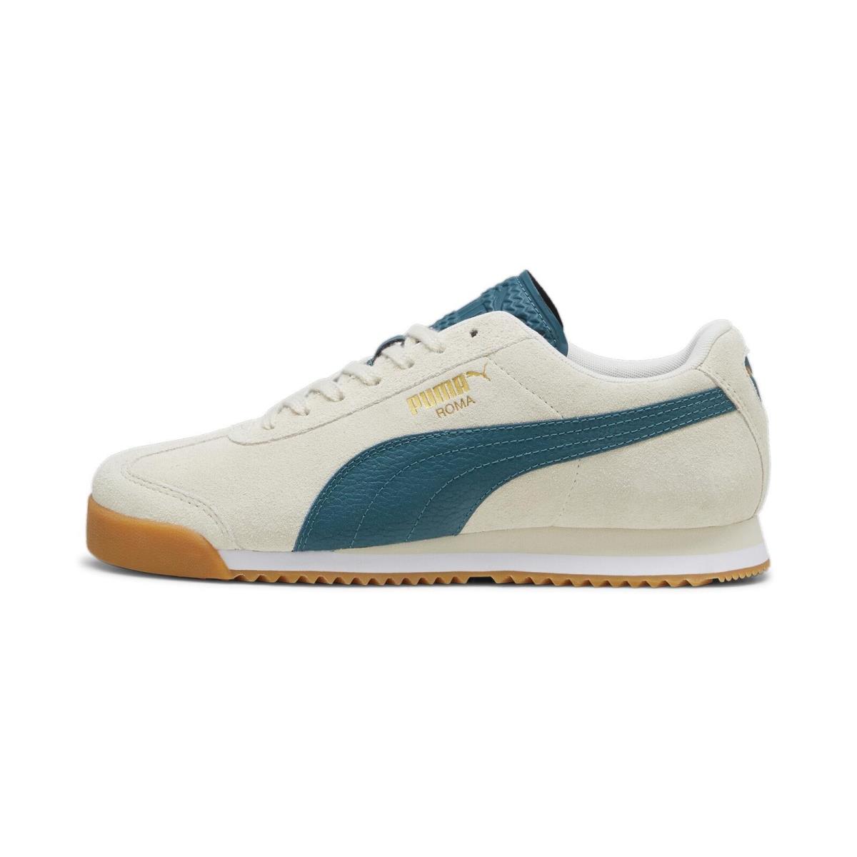 Puma Men`s Roma Sneaker 24-Suede-Alpine Snow-cold Green-gum