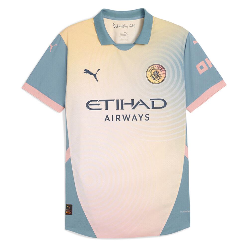 Puma Mcfc Authentic Fourth Crew Neck Short Sleeve Soccer Jersey Mcfc Fourth Crew Neck Short Sleeve Soccer Jersey Mens Pink 77861