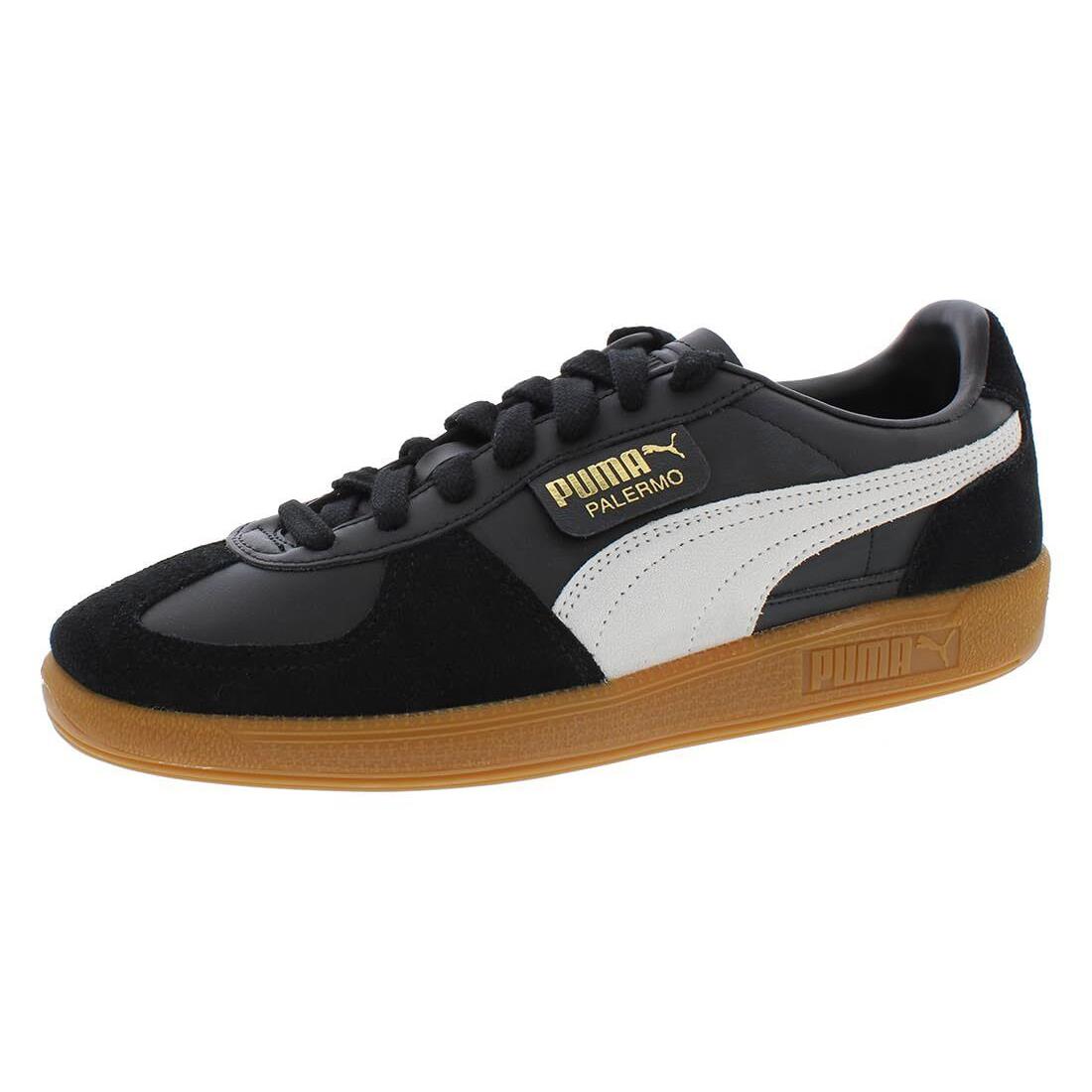 Men`s Shoes Puma Palermo Leather Casual Lace Up Sneakers 39646403 Black / Gum - Black / Gum