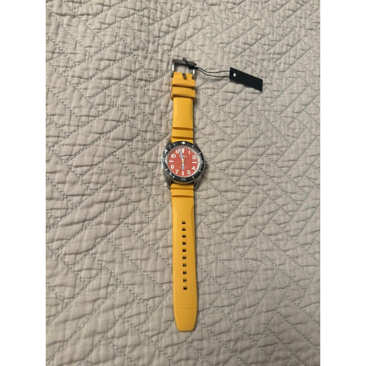 Shinola The Duck Watch - 42mm Red Dial Yellow Rubber Strap