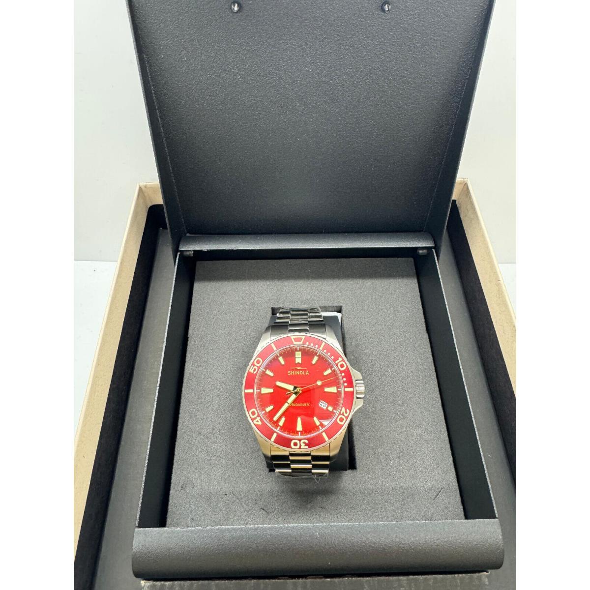 Shinola The Lava Lake Monster Automatic 43mm Red Dial Titanium Watch S0120291080