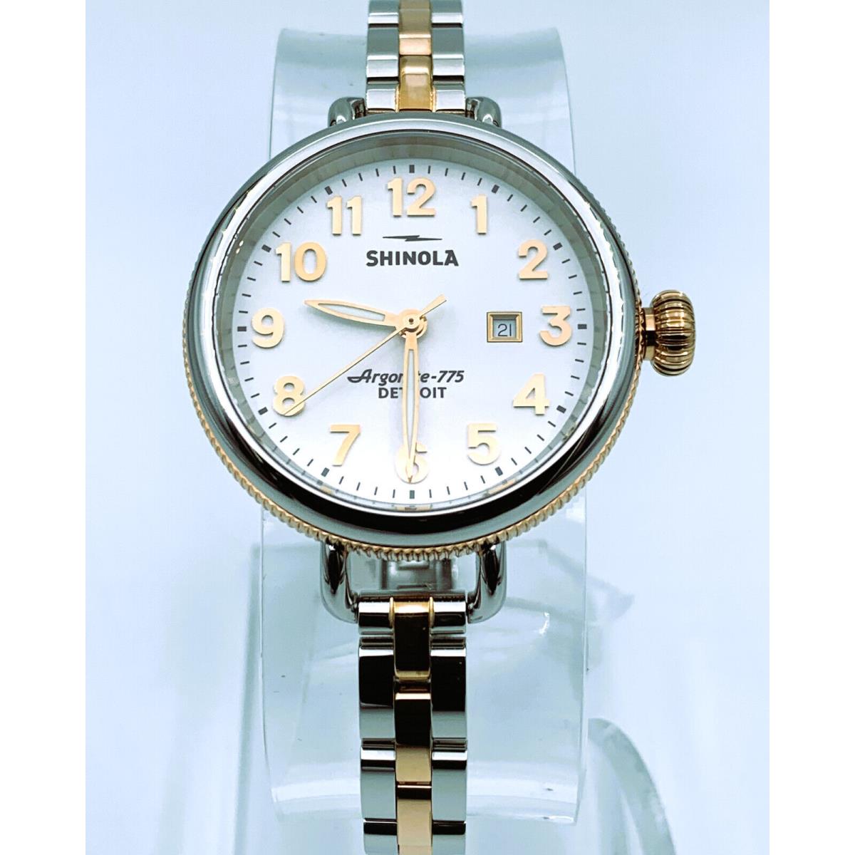 Ladies Shinola Birdy Two Tone White Dial Stainless Strap 34mm Watch