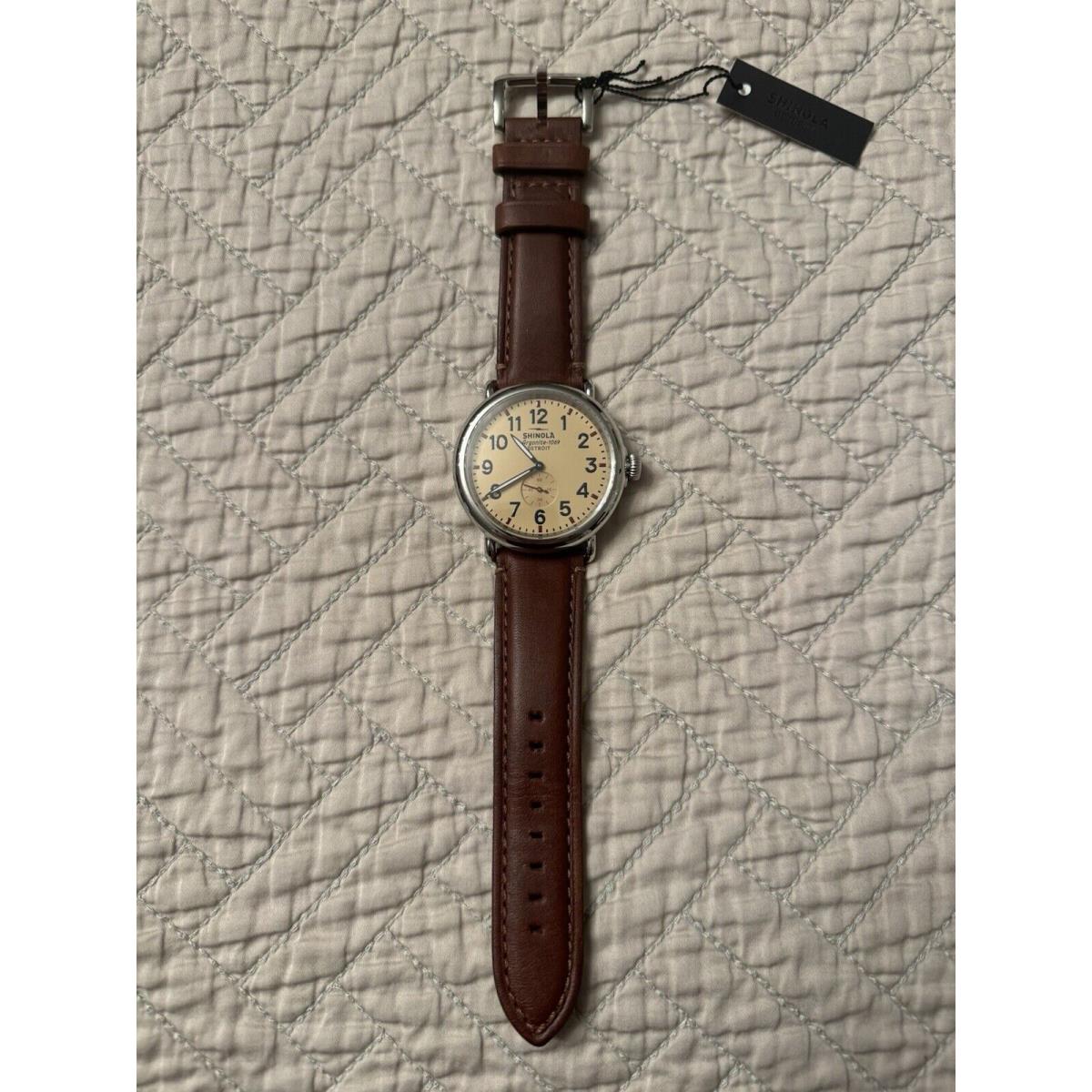 Shinola Detroit The Runwell Subsecond 47mm Cream Dial Leather Watch