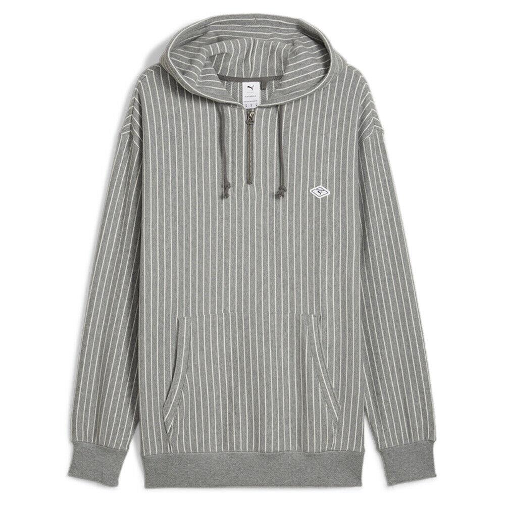 Puma Quarter Zip Striped Hoodie X Nanamica Mens Grey White Casual Outerwear 539