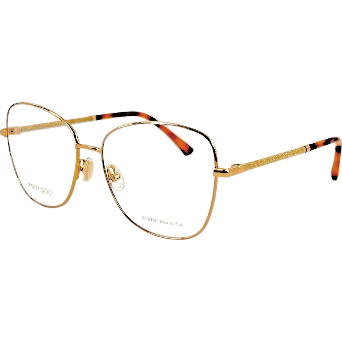 Jimmy Choo JC322 Womens Metal Eyeglass Frame 06J Gold Havana 56-15 Italy w Case