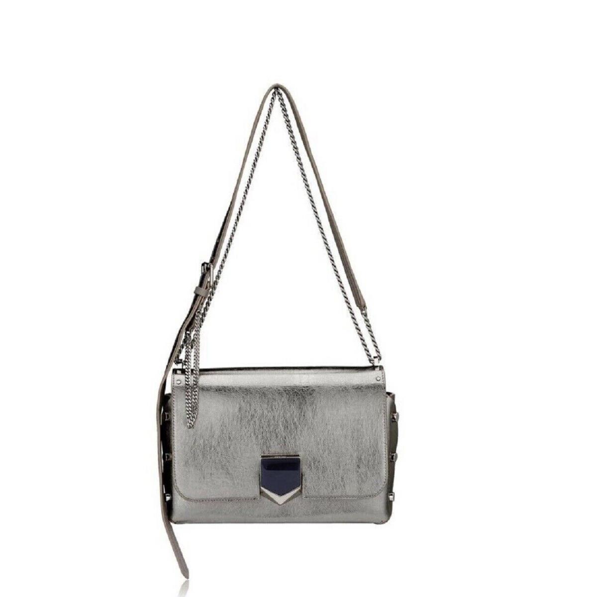 Jimmy Choo Metallic Silver Lockett Crossbody Shoulder Bag AA0202